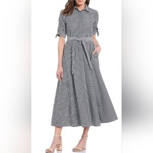 SOLD- Calvin Klein Black and White Checkered Midi Dress